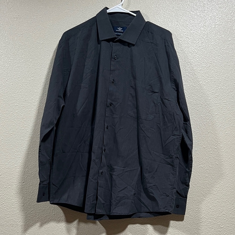Dockers Black Dress Shirt Classic Button-Down